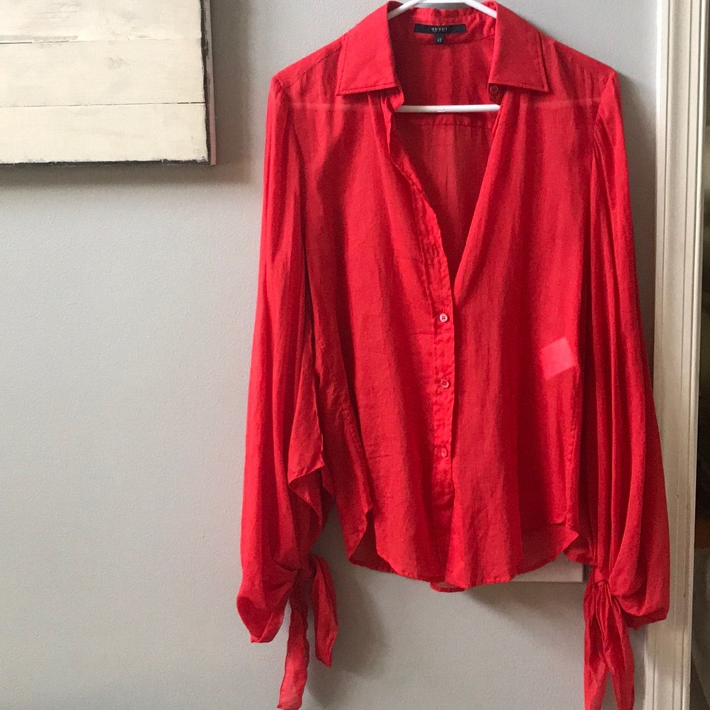 Gucci by TOM FORD Cotton Tie-Sleeve blouse